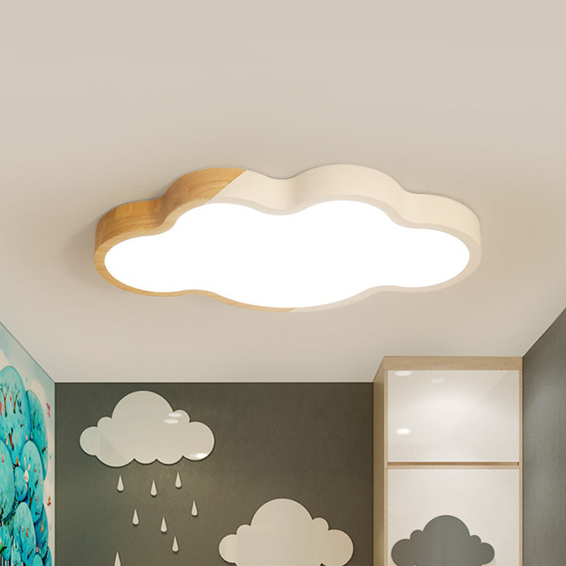 Nordic Cloud Shape LED Ceiling Light for Kid's Bedroom - Acrylic Flush Mount, Energy Saving