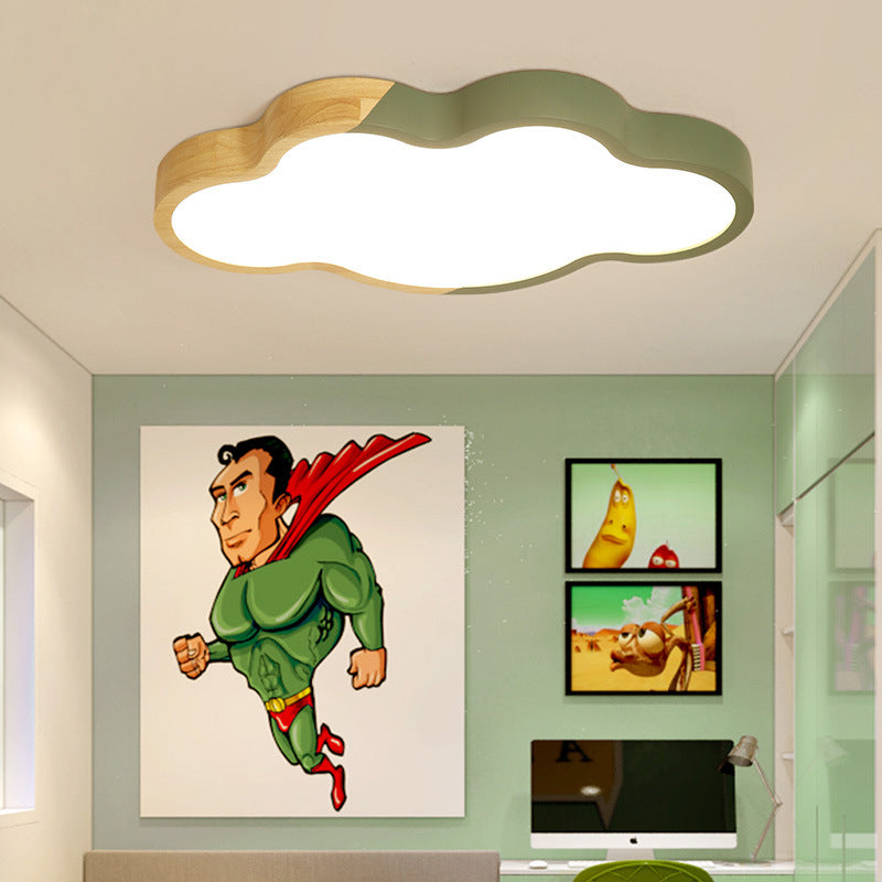 Nordic Cloud Shape LED Ceiling Light for Kid's Bedroom - Acrylic Flush Mount, Energy Saving
