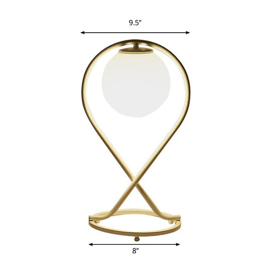 Modern Led Desk Lamp- Child Bedroom Globe Shade White Metal 1 Head