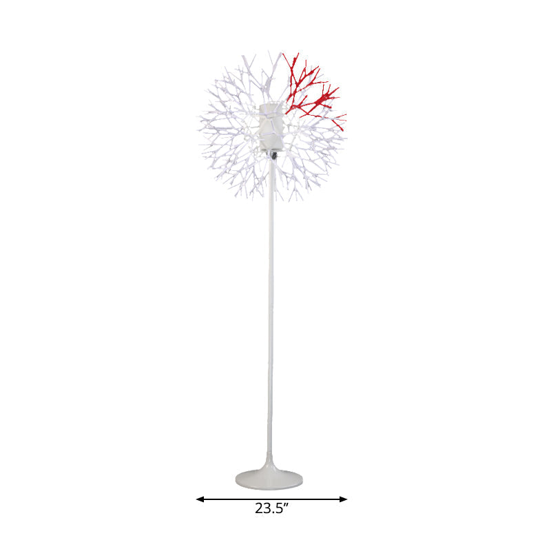 Modern Dandelion-Shaped Floor Lamp - Sleek Metal Design 1 Head Radiates Romantically In White For