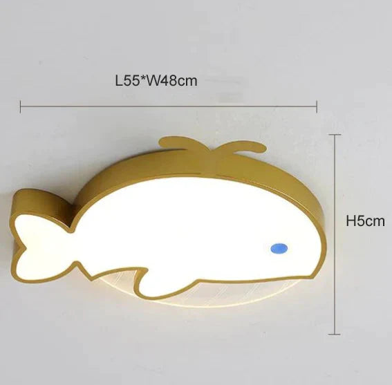 Plafonnier LED pour chambre à coucher en forme de baleine nordique