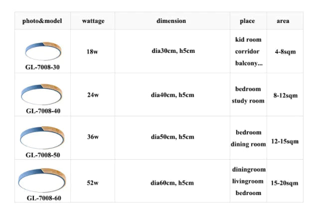 Nordic Oak App Dimmable Led Ceiling Lights Living Room Round Multicolor Alloy Lamp Bedroom Light