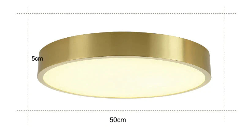 Plafonnier LED rond en cuivre de style nordique moderne et simple