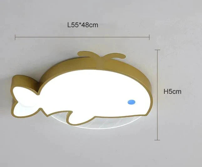 Plafonnier LED pour chambre à coucher en forme de baleine nordique