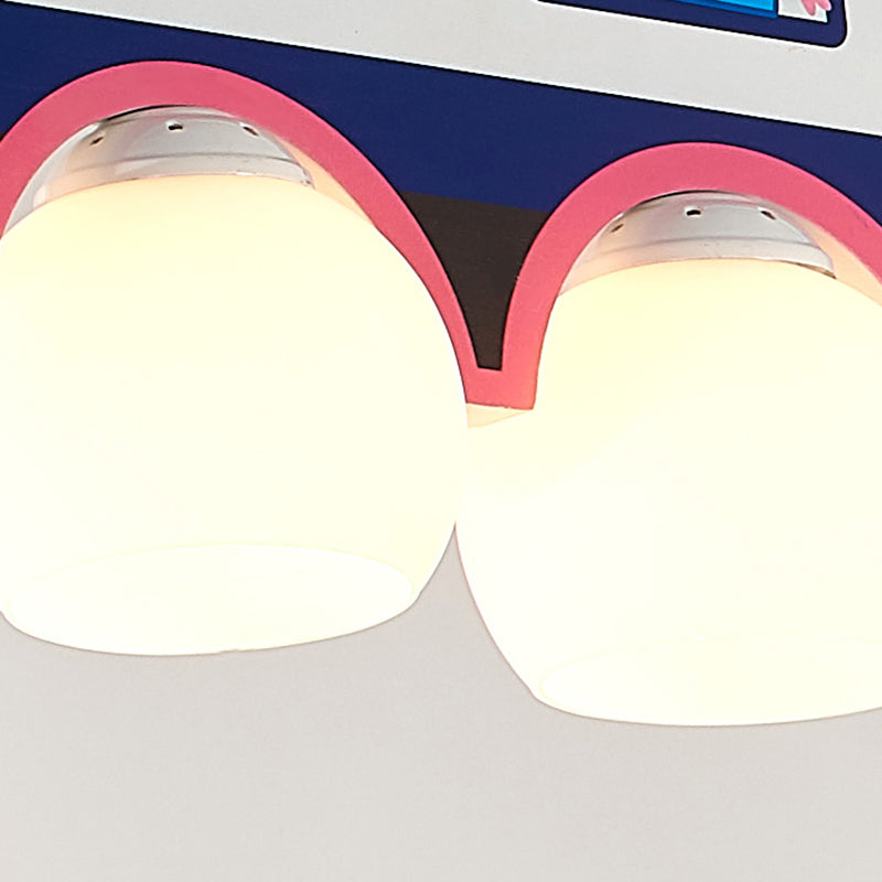 Blue Cartoon Train Metal Pendant Light For Kids Bedroom