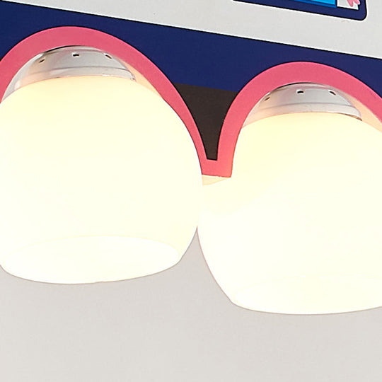 Blue Cartoon Train Metal Pendant Light For Kids Bedroom