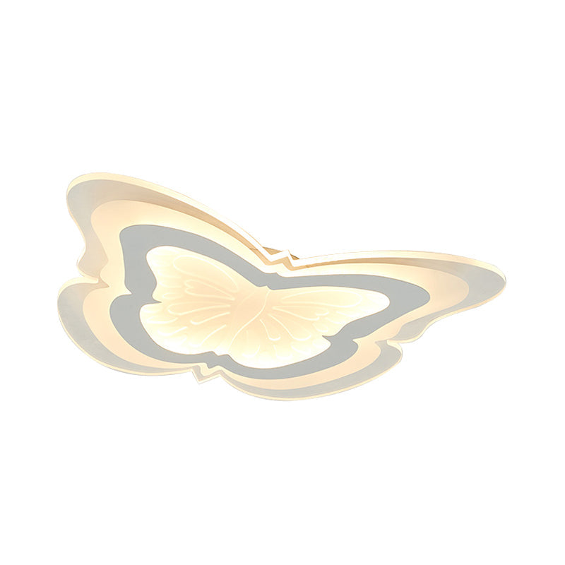 Butterfly LED Ceiling Light for Kindergarten Hallway - White, Insect-themed, Acrylic Flush Mount