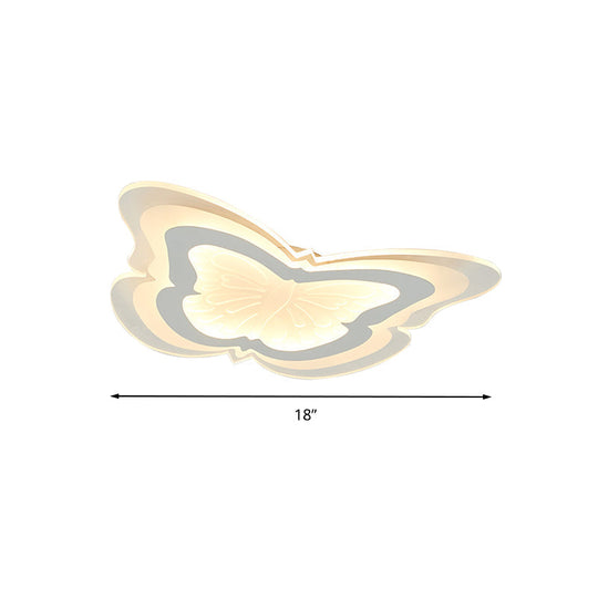 Butterfly LED Ceiling Light for Kindergarten Hallway - White, Insect-themed, Acrylic Flush Mount