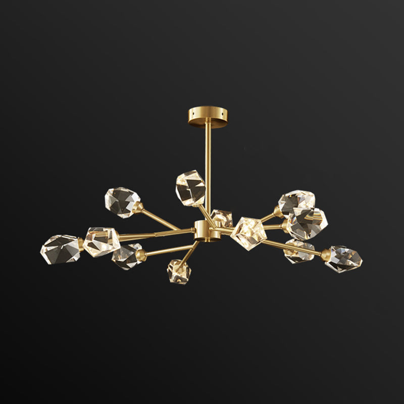Modern Gold K9 Crystal Gem Chandelier - 6/9/18-Head Living Room Ceiling Lamp