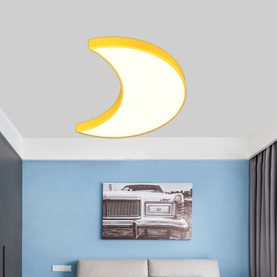 Modern LED Flushmount Ceiling Light for Playroom - Creative Crescent Design, Acrylic Material
