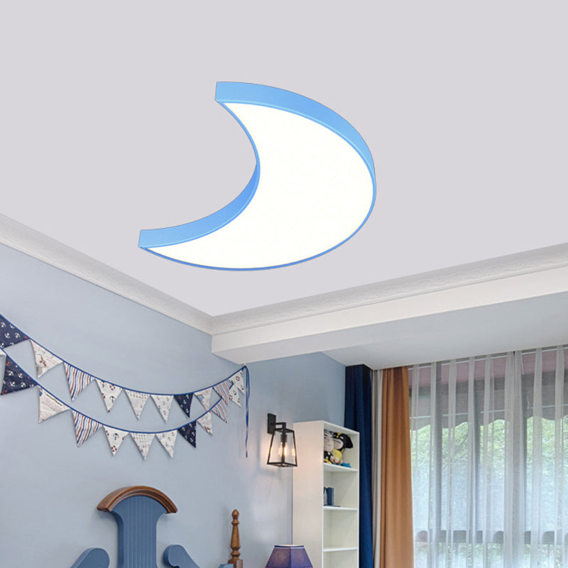 Modern LED Flushmount Ceiling Light for Playroom - Creative Crescent Design, Acrylic Material