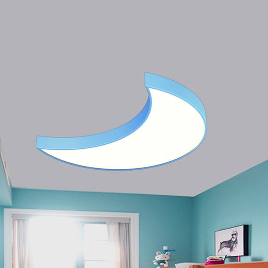 Modern LED Flushmount Ceiling Light for Playroom - Creative Crescent Design, Acrylic Material