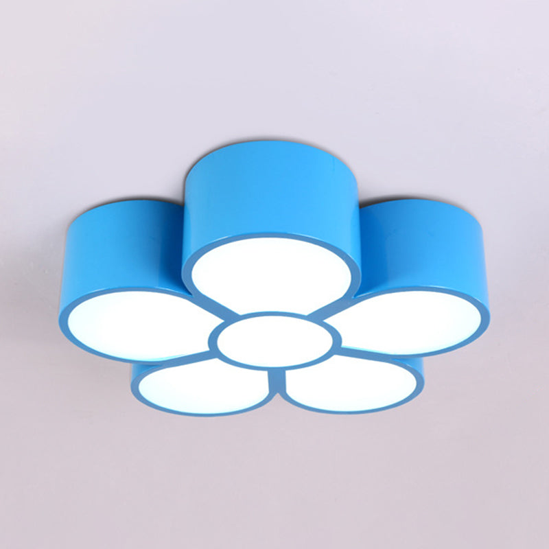 Adorable Girls Bedroom LED Ceiling Light with Cartoon Flush Mount Lamp and Flower Acrylic Shade