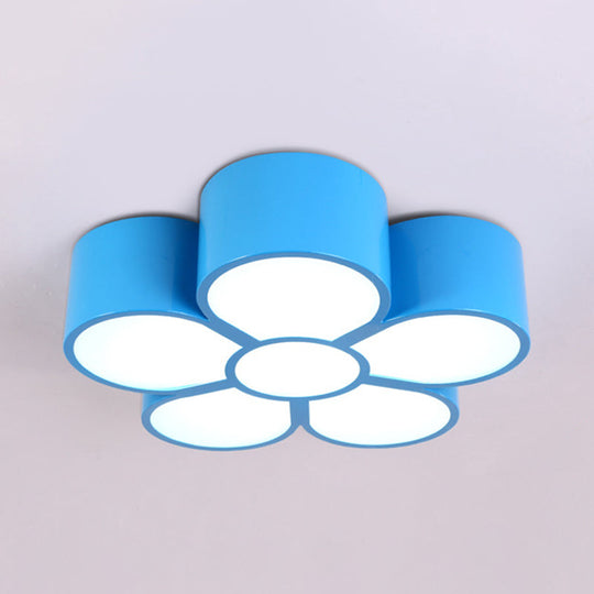 Adorable Girls Bedroom LED Ceiling Light with Cartoon Flush Mount Lamp and Flower Acrylic Shade