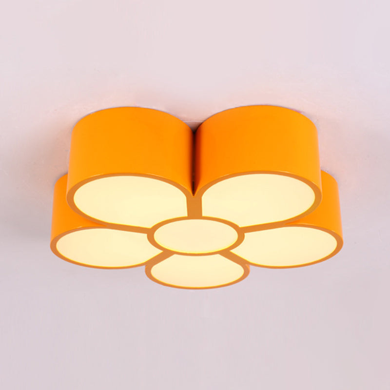 Adorable Girls Bedroom LED Ceiling Light with Cartoon Flush Mount Lamp and Flower Acrylic Shade