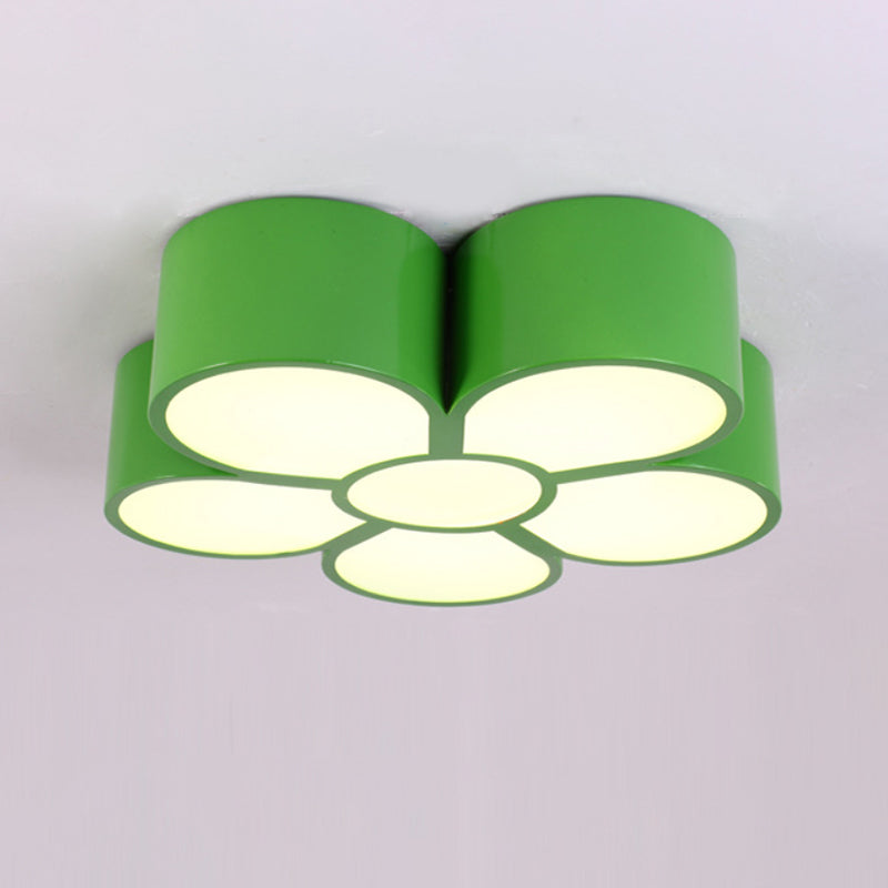 Adorable Girls Bedroom LED Ceiling Light with Cartoon Flush Mount Lamp and Flower Acrylic Shade