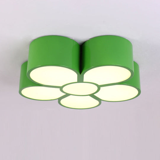 Adorable Girls Bedroom LED Ceiling Light with Cartoon Flush Mount Lamp and Flower Acrylic Shade