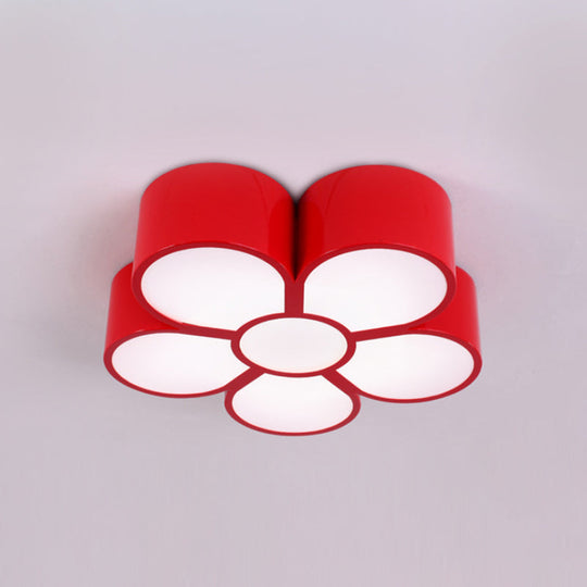 Adorable Girls Bedroom LED Ceiling Light with Cartoon Flush Mount Lamp and Flower Acrylic Shade
