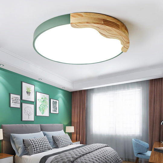Green Nordic LED Ceiling Light for Cozy Adult Bedrooms - Warm/White Light