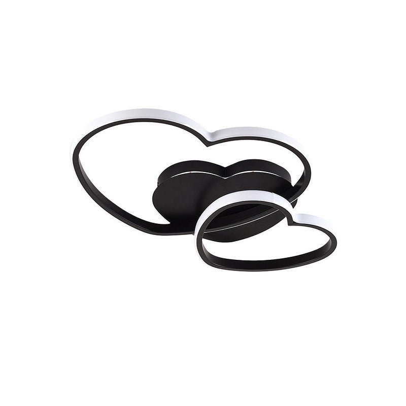 Plafonnier LED moderne en métal en forme de cœur pour chambre à coucher