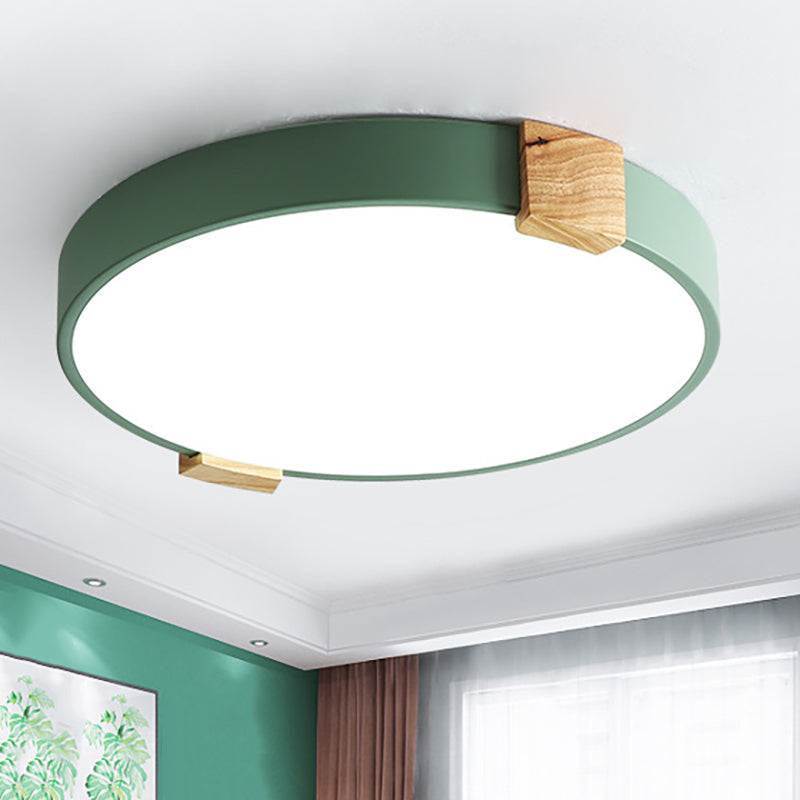 12"/16" Green Acrylic Macaron LED Flush Mount Light for Study Room - Warm/White Light