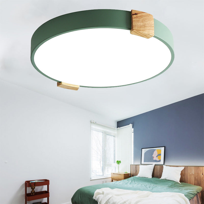 12"/16" Green Acrylic Macaron LED Flush Mount Light for Study Room - Warm/White Light