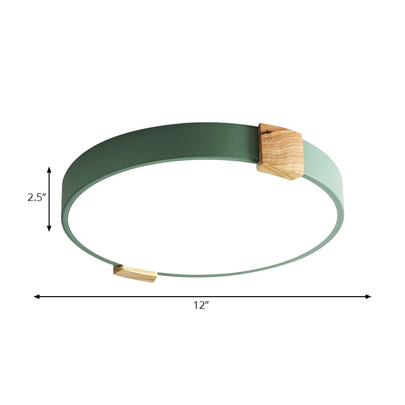 12/16 Green Acrylic Macaron Led Flush Mount Light For Study Room - Warm/White