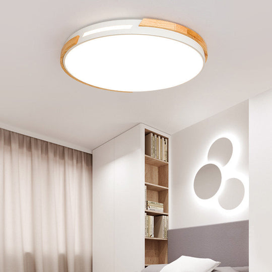 Simple Style Acrylic Flushmount LED Ceiling Light in White, 12"/16"/19.5" Width - Ideal for Bedroom