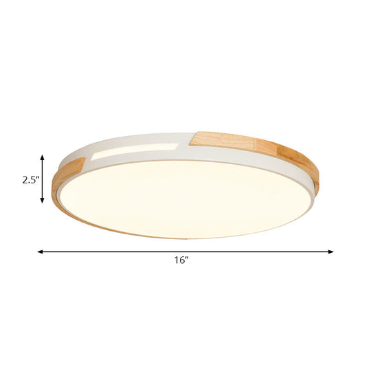 Simple Style Acrylic Flushmount LED Ceiling Light in White, 12"/16"/19.5" Width - Ideal for Bedroom