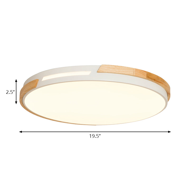 Simple Style Acrylic Flushmount LED Ceiling Light in White, 12"/16"/19.5" Width - Ideal for Bedroom