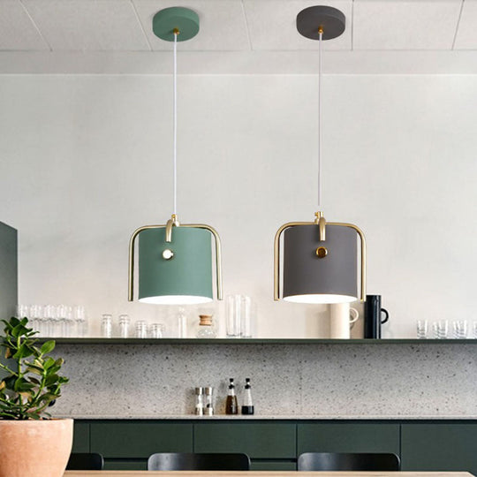 Modern Metal Pendant With Bucket Shade For Dining Room: Single-Head Hanging Lamp Kit