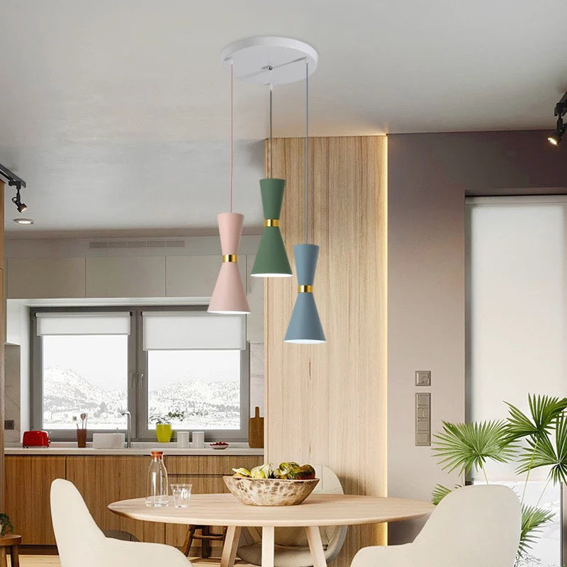 Hourglass Ceiling Hang Fixture - Contemporary Metal Pendant Light for Dining Room, Down Lighting