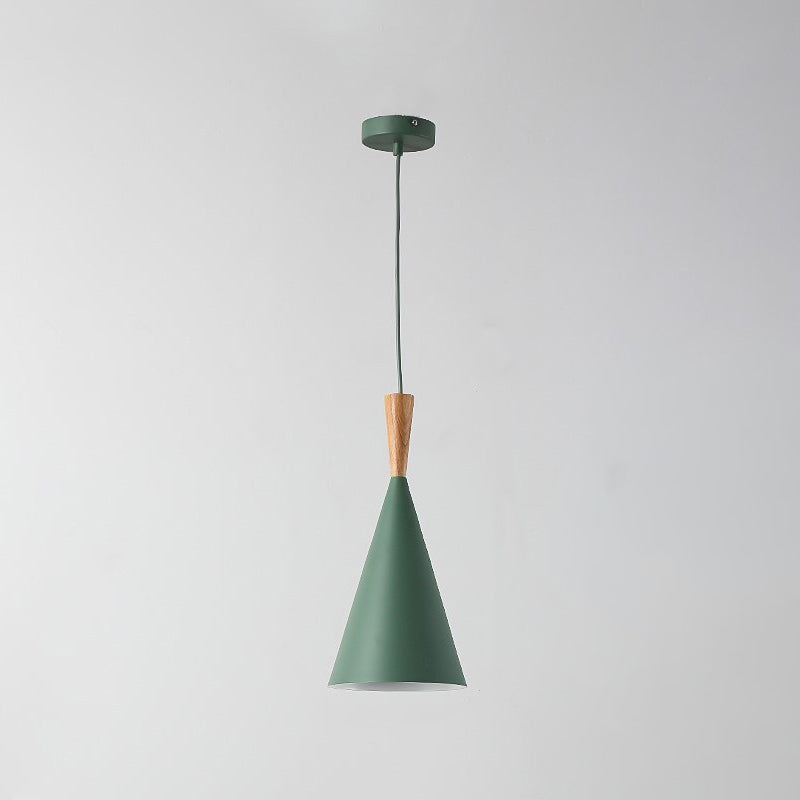 Sleek Geometry Pendant Light Kit with Wood Cork Accent - Ideal for Dining Room