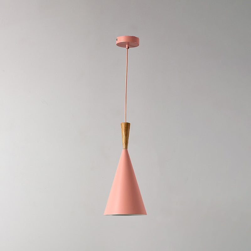 Sleek Geometry Pendant Light Kit with Wood Cork Accent - Ideal for Dining Room