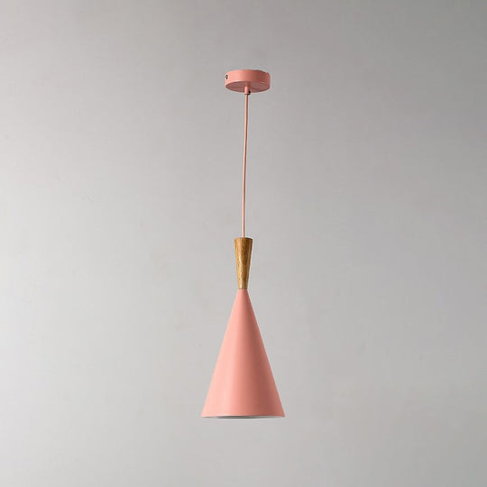 Sleek Geometry Drop Pendant: Simplicity Metal 1-Light Dining Room Hanging Light Kit With Wood Cork