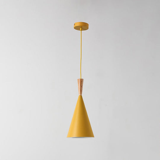 Sleek Geometry Drop Pendant: Simplicity Metal 1-Light Dining Room Hanging Light Kit With Wood Cork