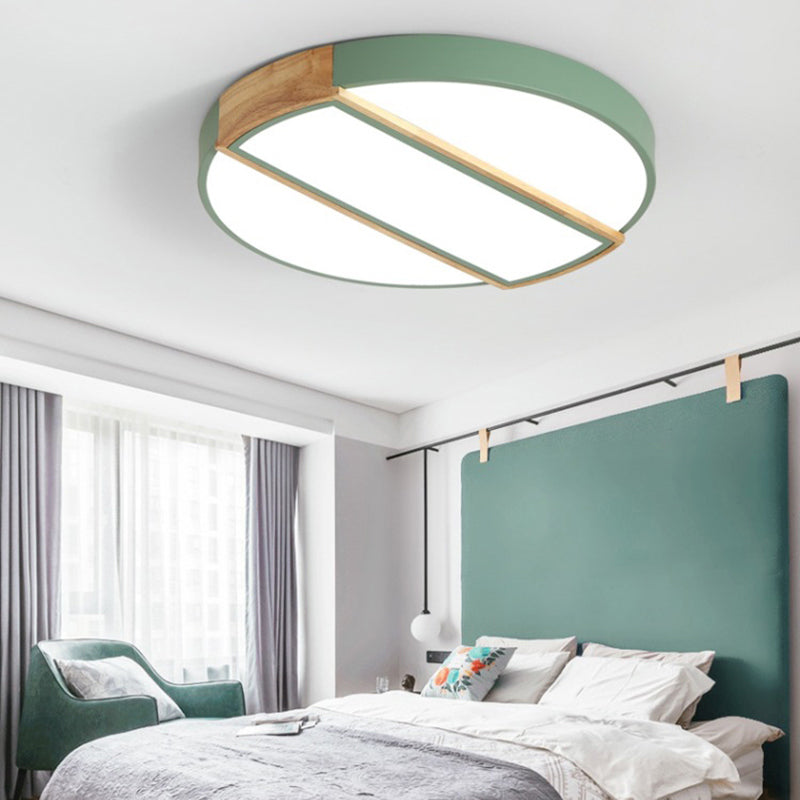 Modern Round LED Flush Mount Light in Macaron-Inspired Colors for Living Room Ceiling