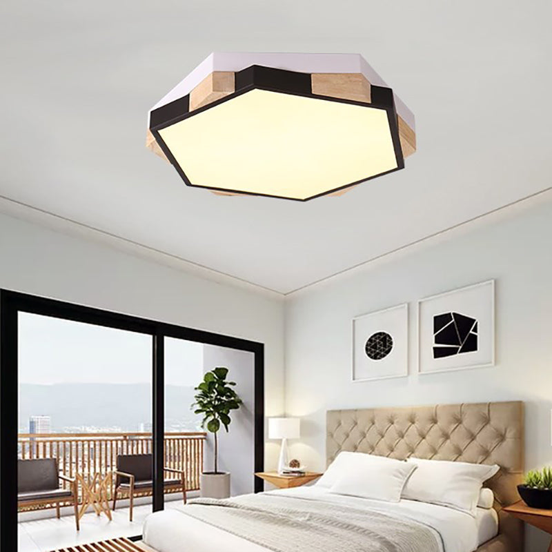 Nordic Hexagon Flush Mount Acrylic Ceiling Lamp for Study Room