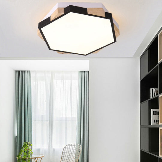 Nordic Hexagon Flush Mount Acrylic Ceiling Lamp for Study Room