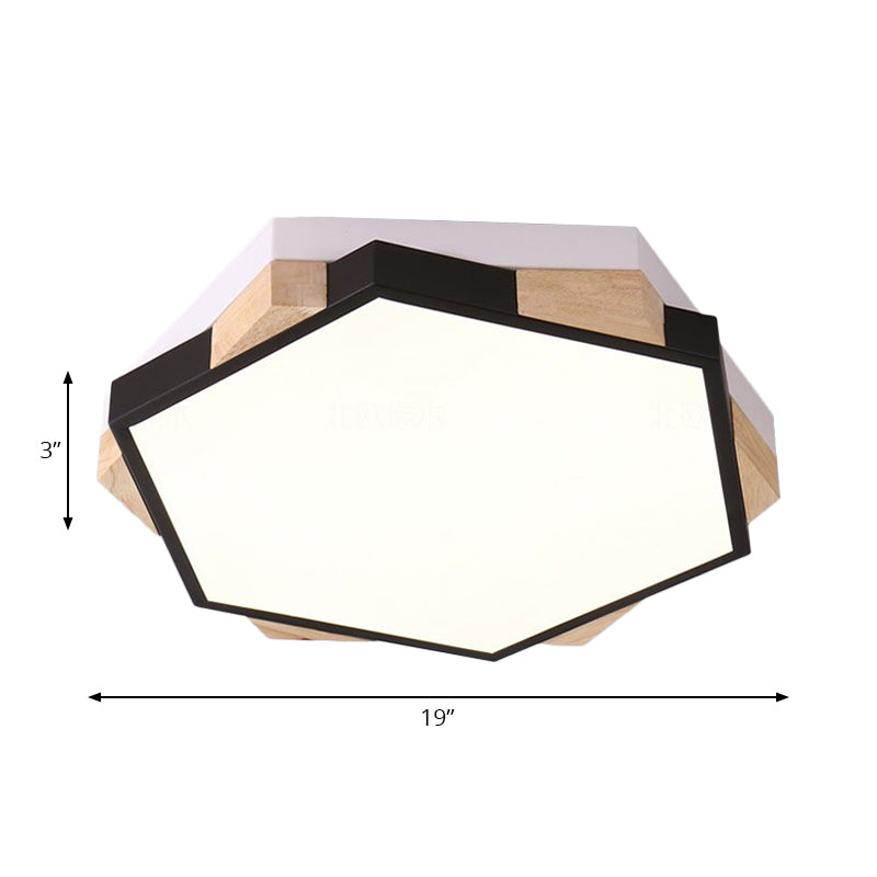 Nordic Hexagon Flush Mount Acrylic Ceiling Lamp for Study Room