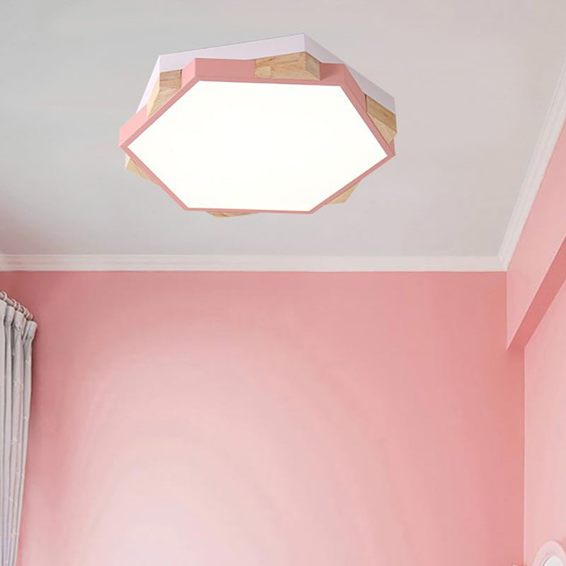 Nordic Hexagon Flush Mount Acrylic Ceiling Lamp for Study Room
