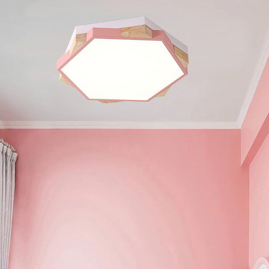 Nordic Hexagon Flush Mount Acrylic Ceiling Lamp for Study Room