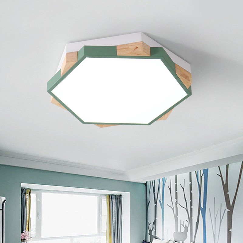 Nordic Hexagon Flush Mount Acrylic Ceiling Lamp for Study Room