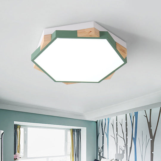 Nordic Hexagon Flush Mount Acrylic Ceiling Lamp for Study Room