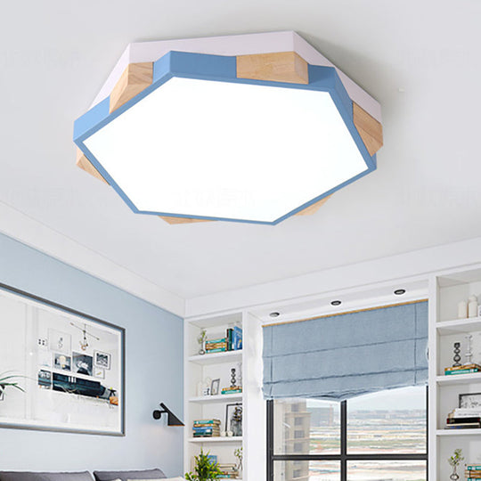 Nordic Hexagon Flush Mount Acrylic Ceiling Lamp for Study Room