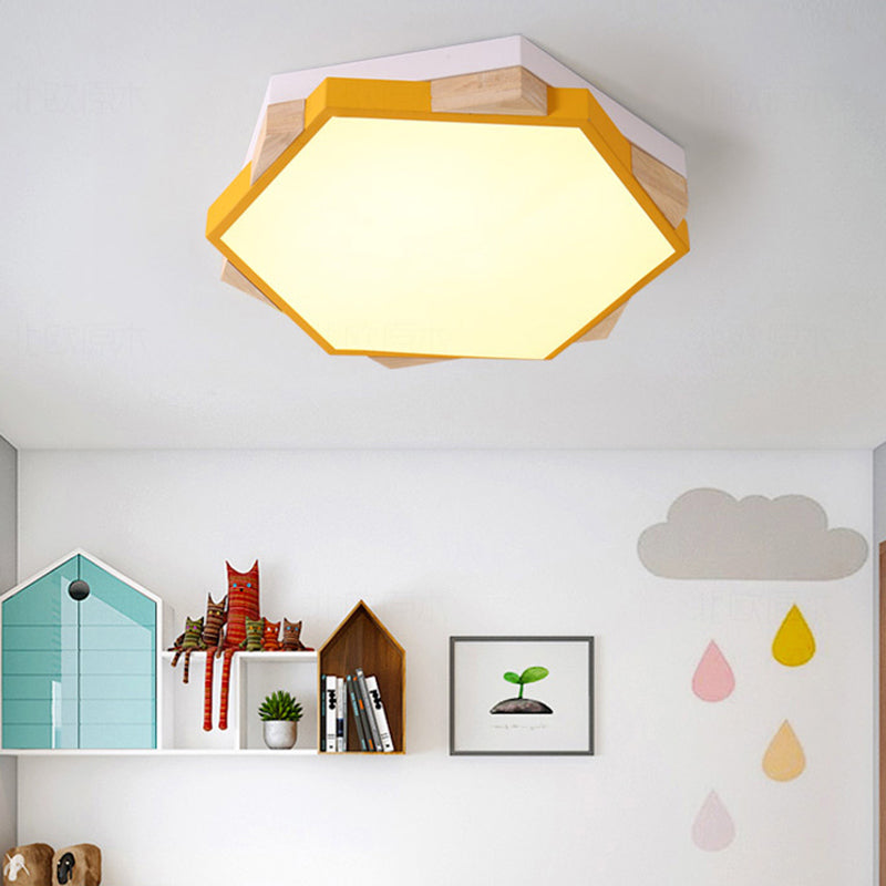 Nordic Hexagon Flush Mount Acrylic Ceiling Lamp for Study Room