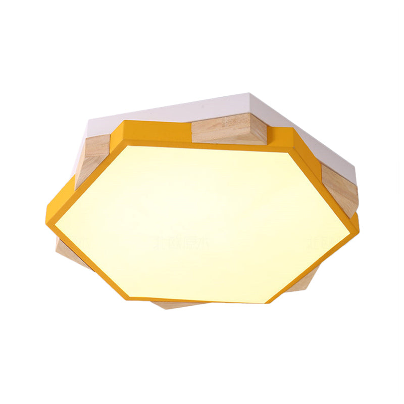 Nordic Hexagon Flush Mount Acrylic Ceiling Lamp for Study Room
