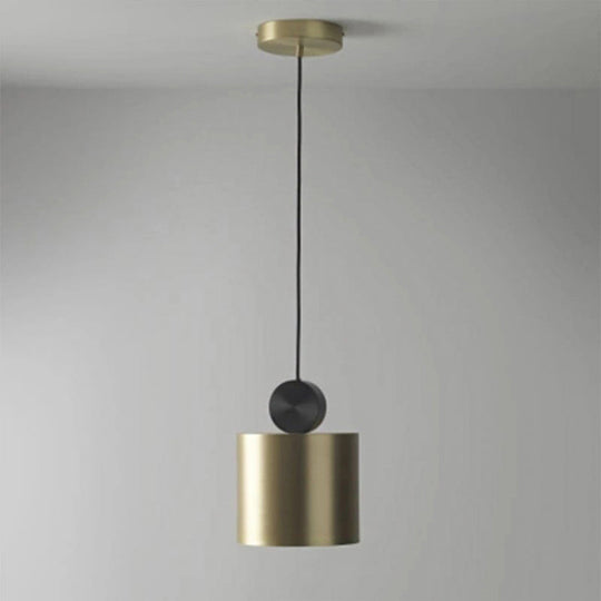Sleek Brass Geometric Pendant Light With 1 Bulb For Dining Room Ceiling Suspension Lamp / 9.5