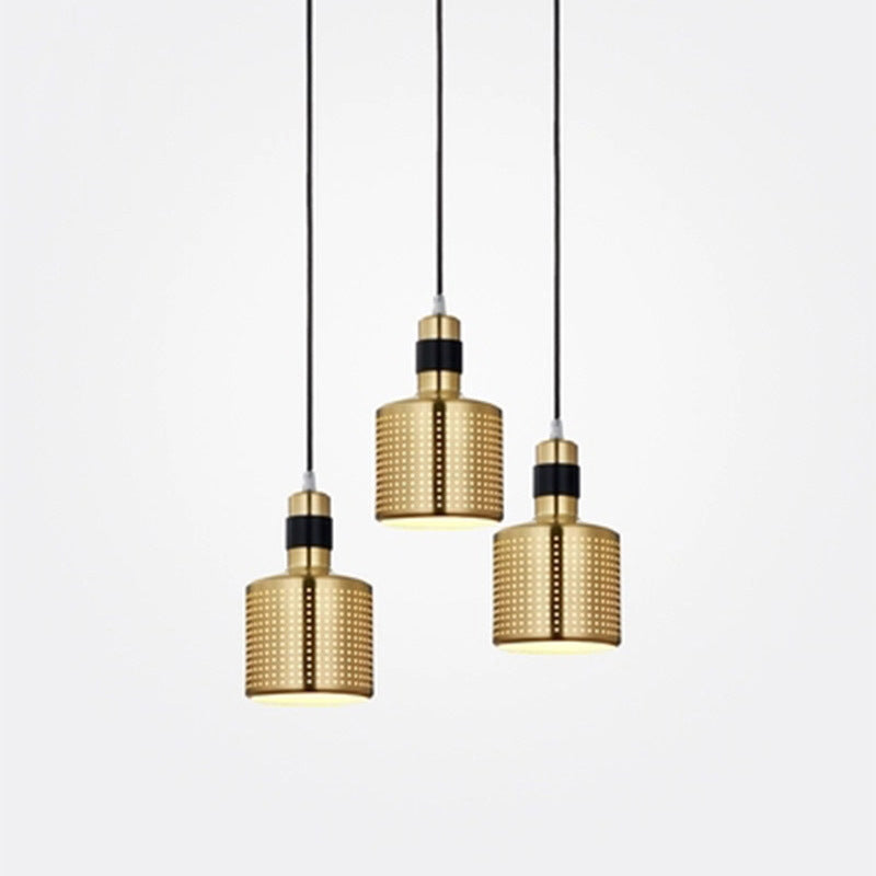Minimalist Metal Cylinder Ceiling Light With Pierced Design - 1 Head Pendant For Bedside Drop