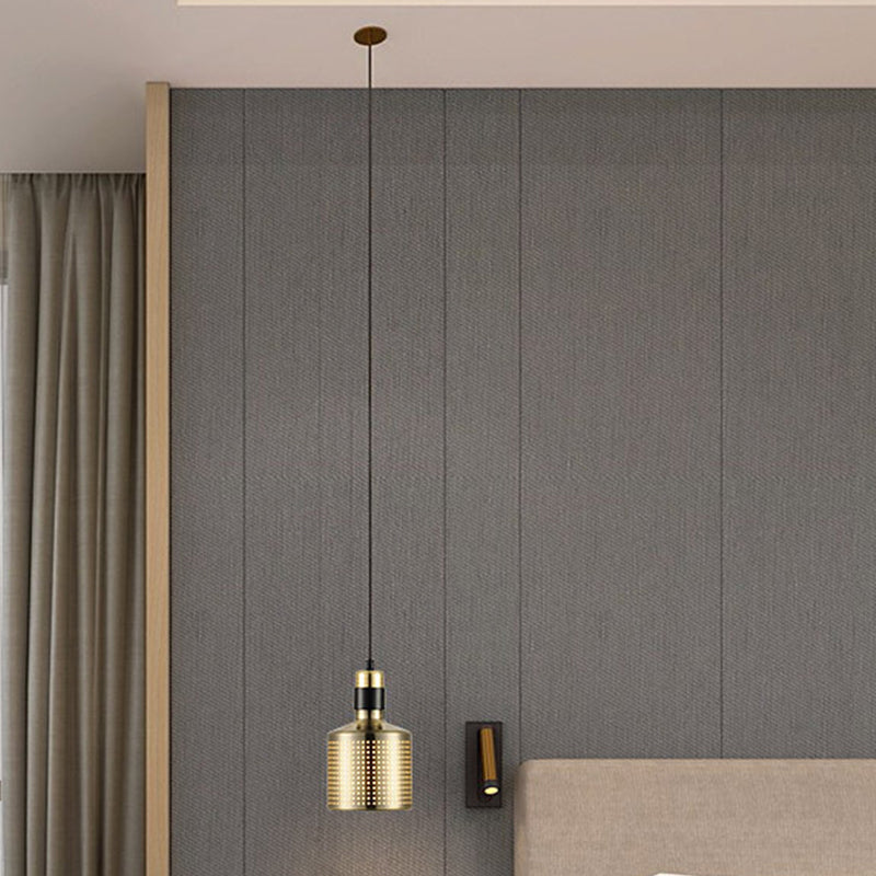 Minimalist Metal Cylinder Ceiling Light Pendant - 1 Head Drop for Bedside